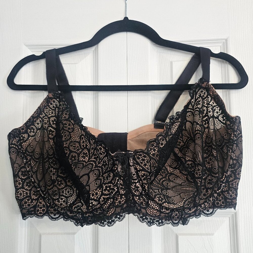 torrid black lace unlined balconette bra 42DDD